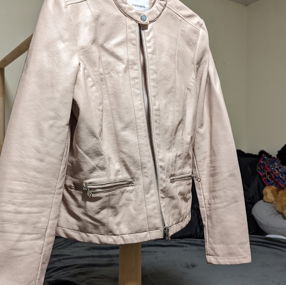 Faux Leather Pearl Pink Jacket - Picture 3 of 3